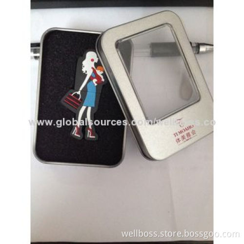 Customized PVC Gift USB, 512MB to 32GB Flash Memory Capacities, Supports Plug-and-Play Function
